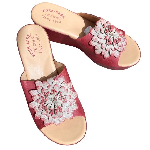 Kork-Ease Sundance sandals size 10 red 3d Flower artsy eclectic hippy boho - Picture 4 of 13